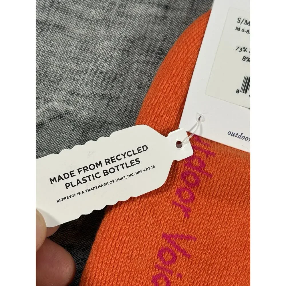 Outdoor Voices Crew Socks S/M Mens 6-8.5 Womens 7-9.5 Orange Made in USA